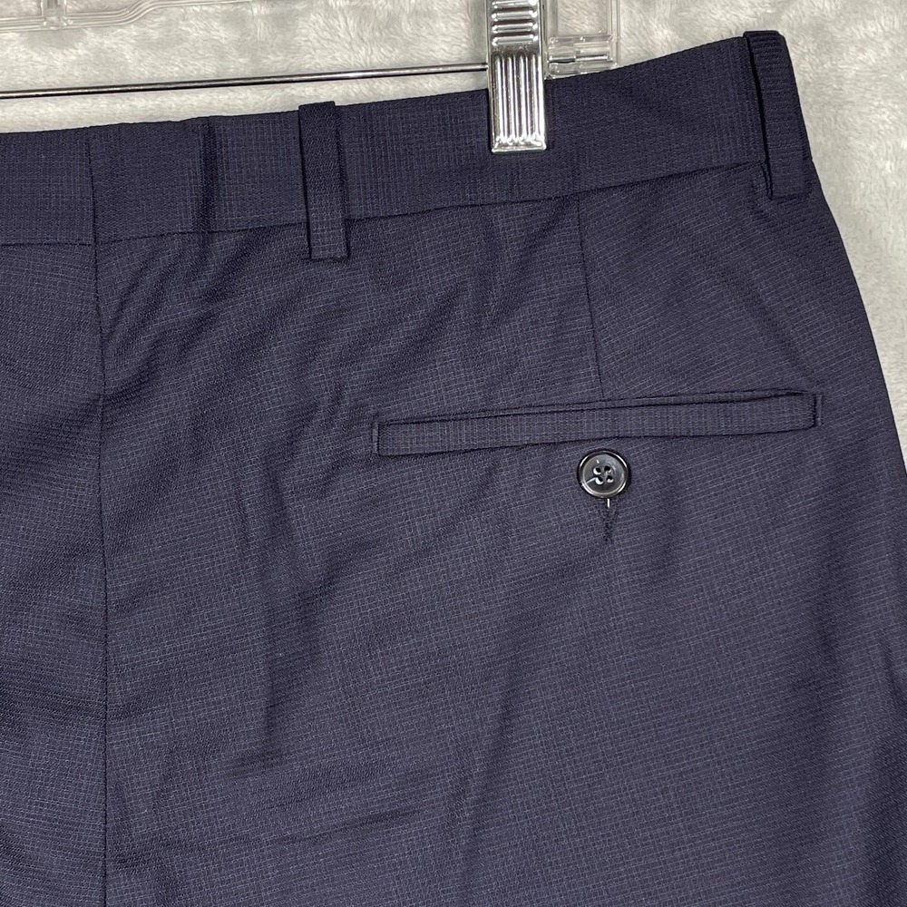 Peter Millar Mens Navy Blue Wool Blend Flat Front Dress Pants Trousers 34x26